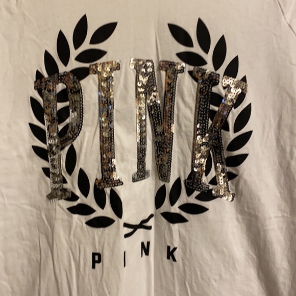 NWOT VS PINK rainbow/silver sequin flip tee - Picture 2 of 14